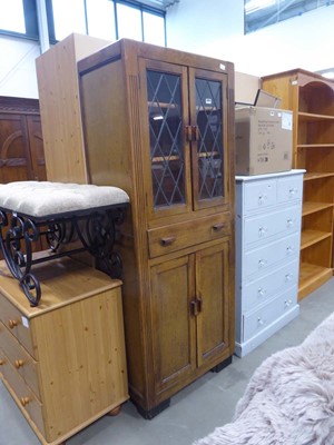 Lot 5208 - Stained beech cabinet with double glazed doors...