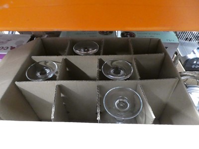 Lot 3065 - Box of pint glasses plus stainless steel pots