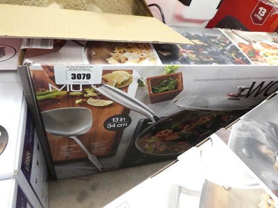 Lot 3079 - Stainless steel wok