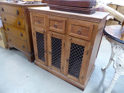 Lot 5218 - Jali sideboard, 3 drawers over 3 doors