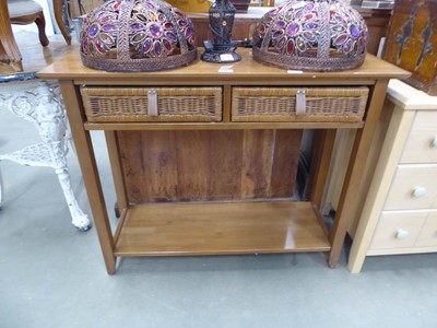 Lot 5221 - Modern console table with wicker drawers and...