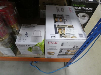 Lot 3115 - Sliding bin organizer plus Kenwood mini chopper