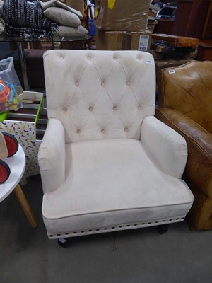 Lot 5245 - Fabric button back armchair