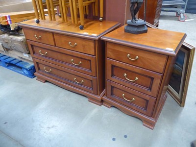 Lot 5257 - Cherry finish chest of 2 over 2 drawers, 3...