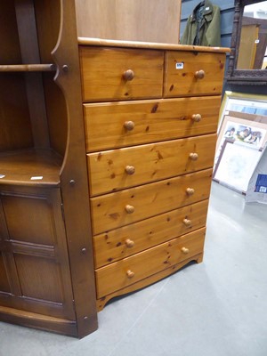 Lot 5262 - Pine chest of 2 over 5 drawers
