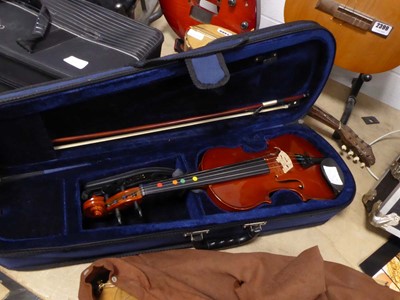 Lot 2398 - Prima Vera student violin with soft carry case,...