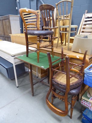 Lot 5265 - Folding card table plus 3 Victorian balloon...