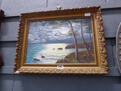 Lot 5303 - Oil on board seascape at night