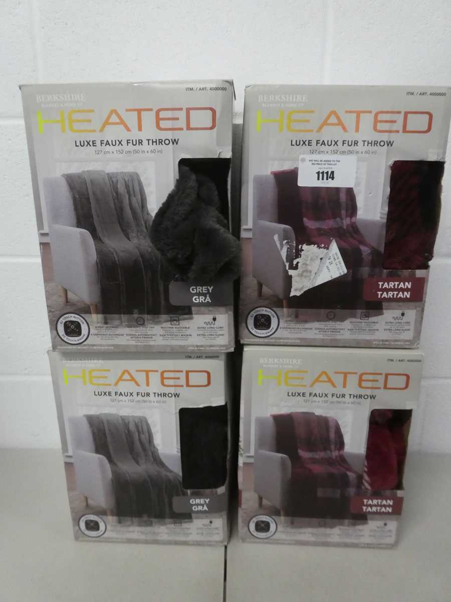 Lot x4 boxed Berkshire heated luxe faux fur throws...
