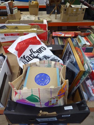 Lot 5323 - Box containing vinyl records plus Beatles print