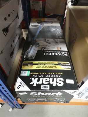 Lot 3185 - Shark corded stick anti-hair wrap vacuum