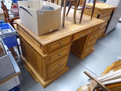 Lot 5270 - Modern pine twin pedestal desk