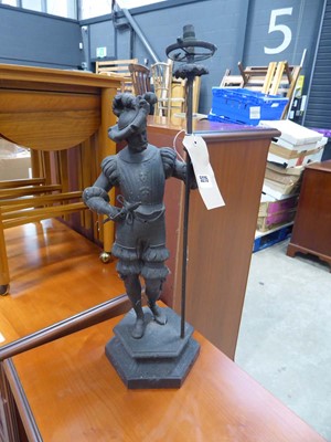 Lot 5275 - Table lamp with spelter cavalier figure to the...