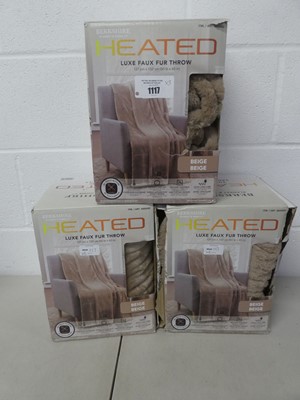 Lot x3 boxed Berkshire heated luxe faux fur throws...