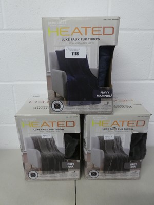 Lot x3 boxed Berkshire heated luxe faux fur throws...