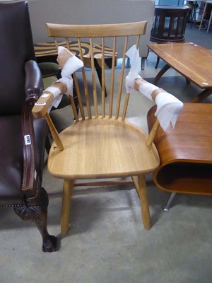 Lot 5291 - Modern oak stick back armchair