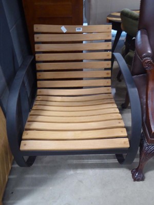 Lot 5293 - Metal rocking chair with slated seat