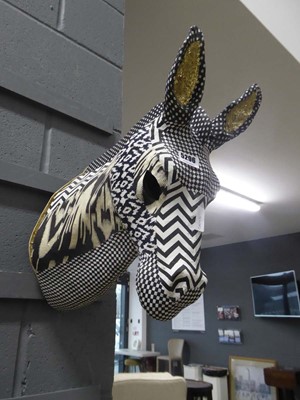 Lot 5296 - Fabric zebra head figure