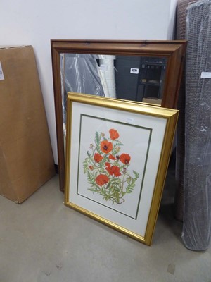 Lot 5379 - 2 poppy and rose prints plus a rectangular...