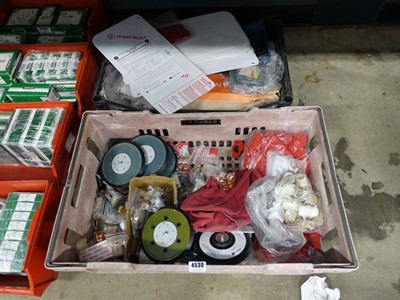 Lot 4530 - 2 crates to include face screens, sanding pads...