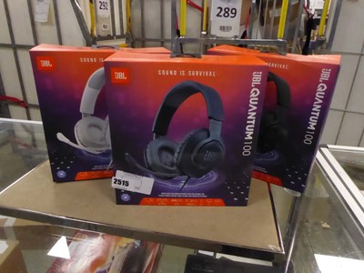 Lot 2515 - Three boxed JBL Quantum 100 Gaming headsets