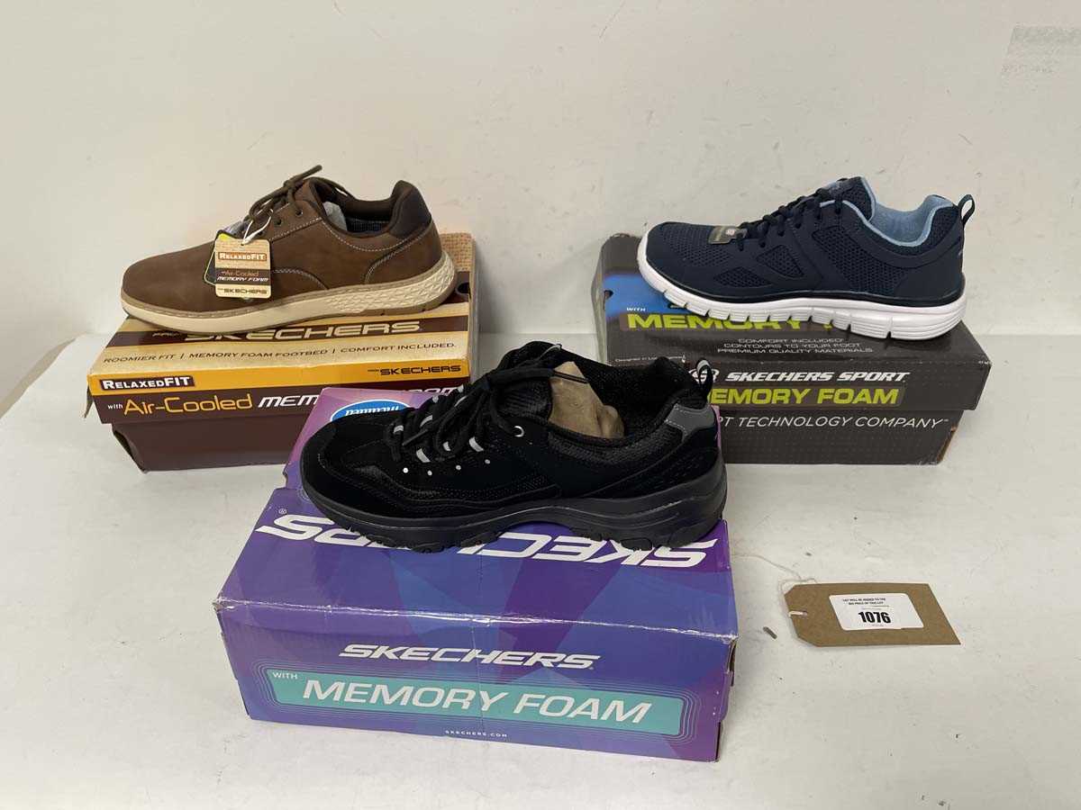 Lot 3x Boxed pairs of Sketchers trainers sizes UK7,...