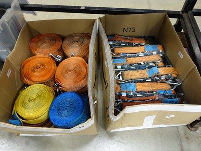 Lot 4574 - 2 boxes containing ratchets and straps