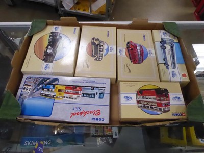 Lot 2521 - Box containing various diecast Corgi buses
