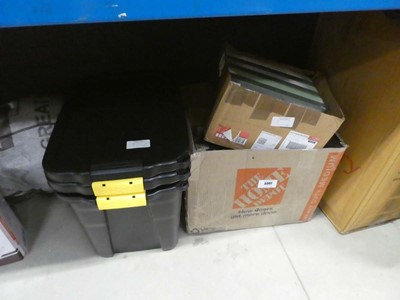 Lot 3302 - Black storage boxes, box of dietary...