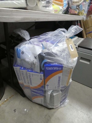 Lot 3382 - Bag of clear vinyl gloves, face masks, medical...
