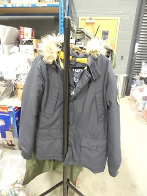 Lot 3383 - Super Dry rescue blue full zip fur hooded coat...