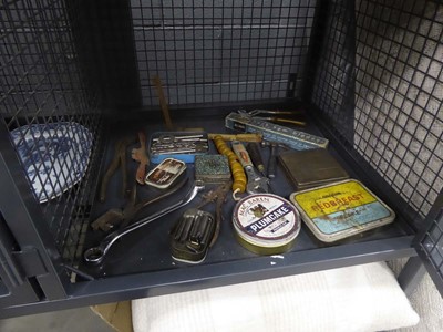 Lot 5421 - Cage containing vintage hand tools and drill bits