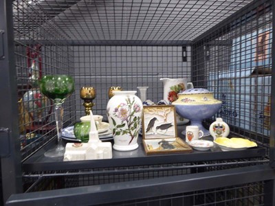 Lot 5430 - Cage containing ceramic wall plaques, crested...