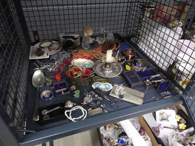 Lot 5433 - Cage containing costume jewellery, camera and...