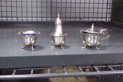 Lot 5460 - Cage containing silver pepper and salt plus a...