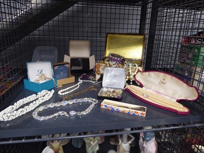 Lot 5435 - Cage containing costume jewellery and...