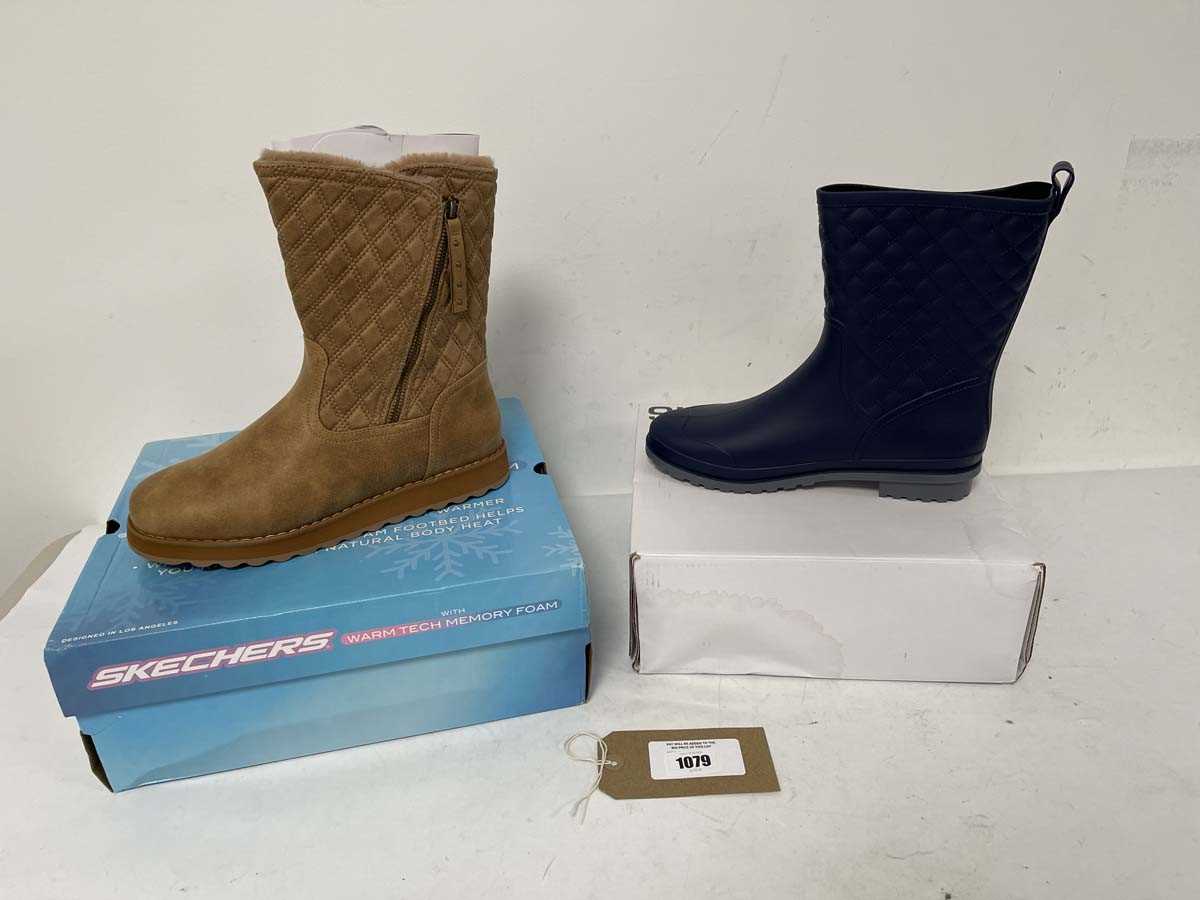 Lot 2x Boxed pairs of boots to include Sketchers...