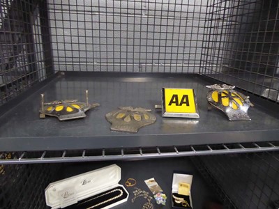 Lot 5466 - Cage containing 4 AA automobile badges