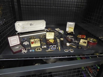 Lot 5467 - Cage containing costume jewellery and wrist...