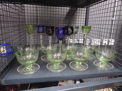 Lot 5477 - Cage containing Bohemian wine glasses plus...