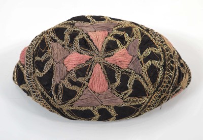 Lot 104 - A late 19th/early 20th century needlework cap...
