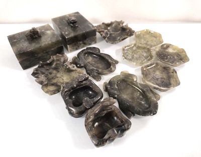 Lot 116 - A group of Chinese Export hardstone boxes and...