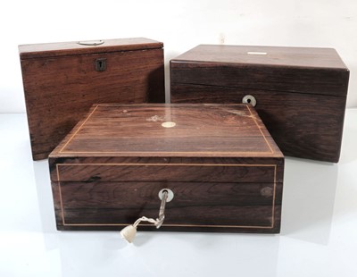 Lot 120 - A 19th century rosewood jewellery box with a...