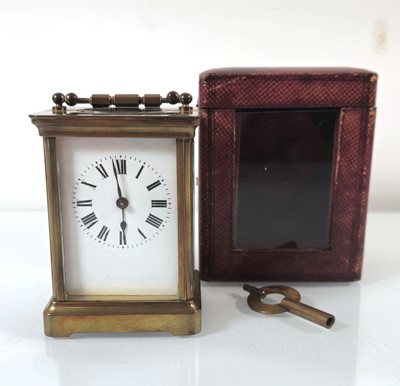 Lot 122 - A 19th century carriage timepiece in a brass...