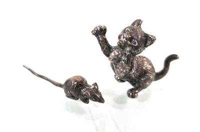 Lot 218 - A silver novelty pair modelled as a cat and...