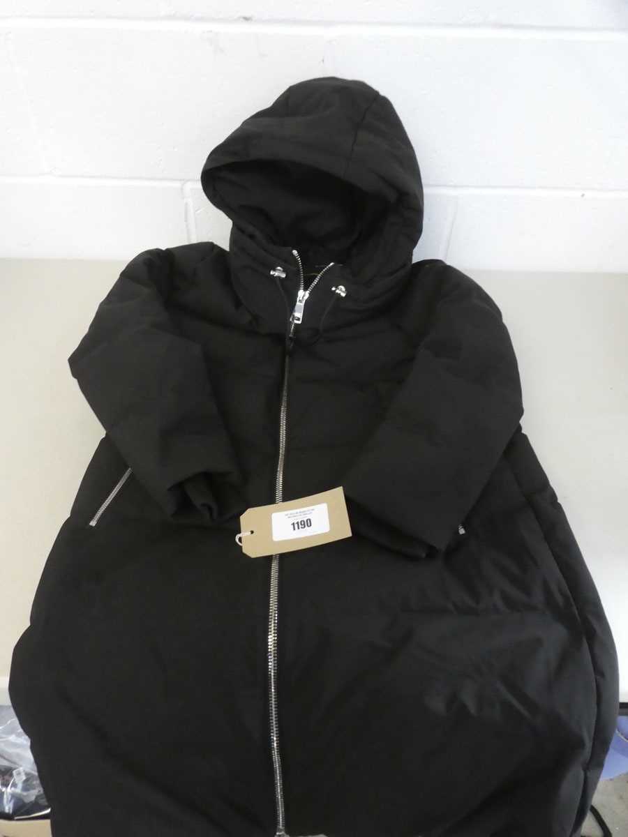 Lot A women's hooded DKNY coat in black (size M).