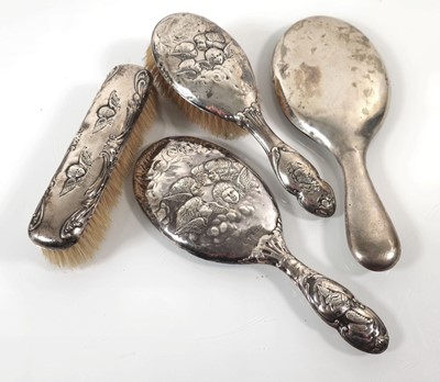Lot 221 - A group of silver dressing table items...