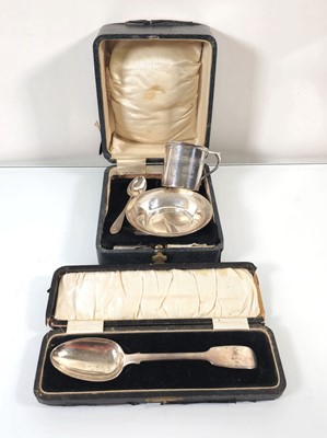 Lot 223 - A matched silver cup, saucer and spoon,...