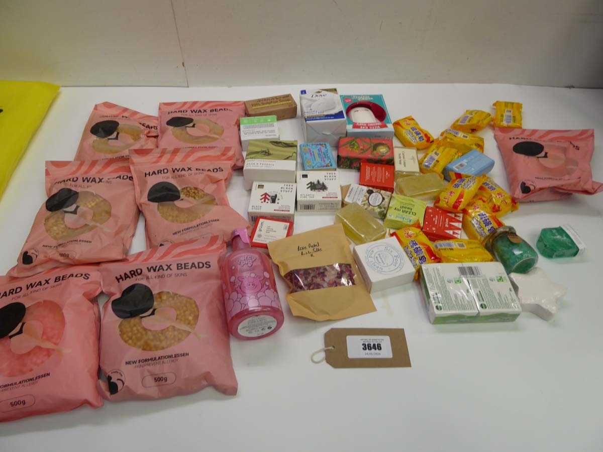 Lot Hard wax beans, soaps, bubble bath etc