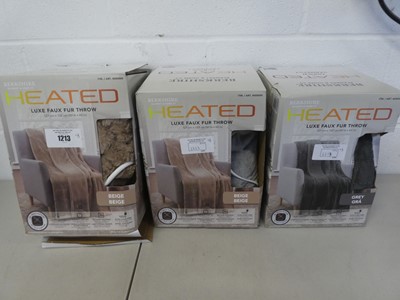 Lot x3 Berkshire heated faur fur throws ( x2 beige,...
